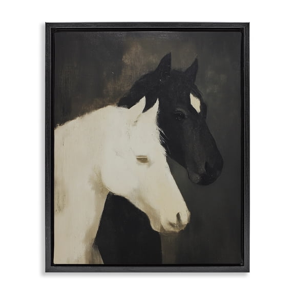 Stupell Industries Horse Harmony Contrast Black Framed Floater Canvas Wall Art, design by Svetlana Aleynikova, 21 x 17