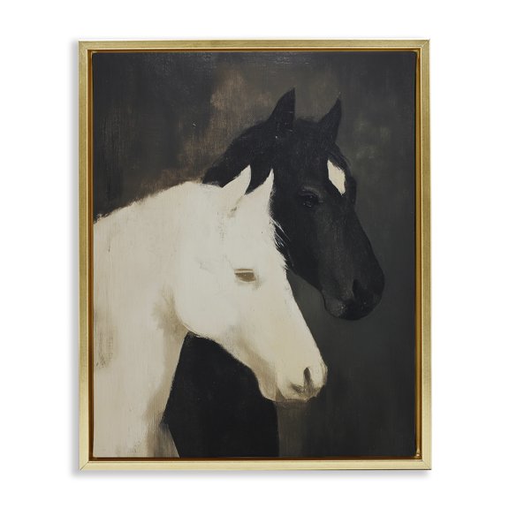 Stupell Industries Horse Harmony Contrast Gold Framed Floater Canvas Wall Art, design by Svetlana Aleynikova, 21 x 17