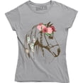 thumbnail image 1 of Horse Head Art Sketch Flowers For Animal Lover Horses Women's T-Shirt, 1 of 4