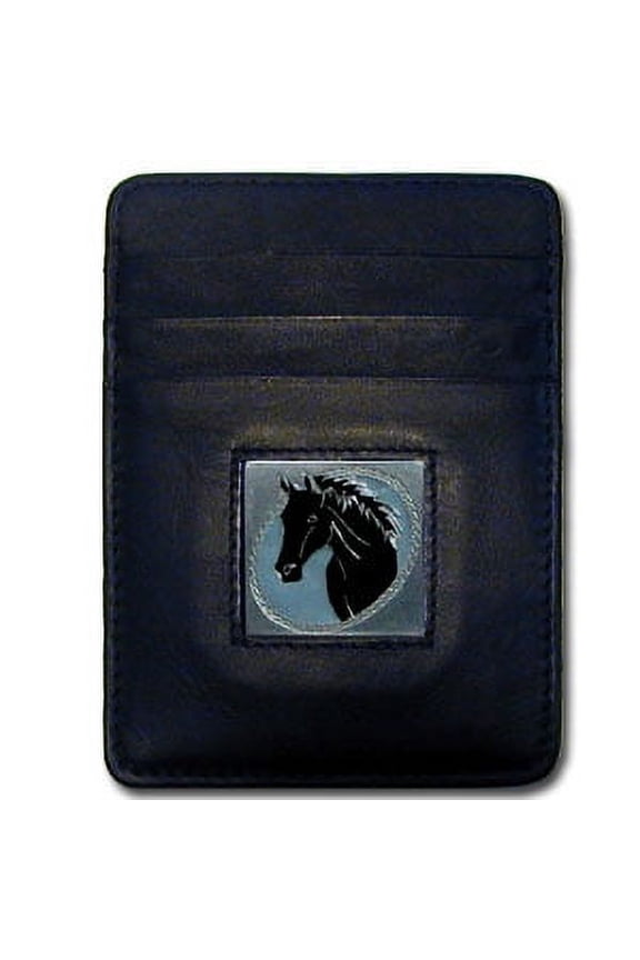 Horse Head Leather Money Clip Cardholder