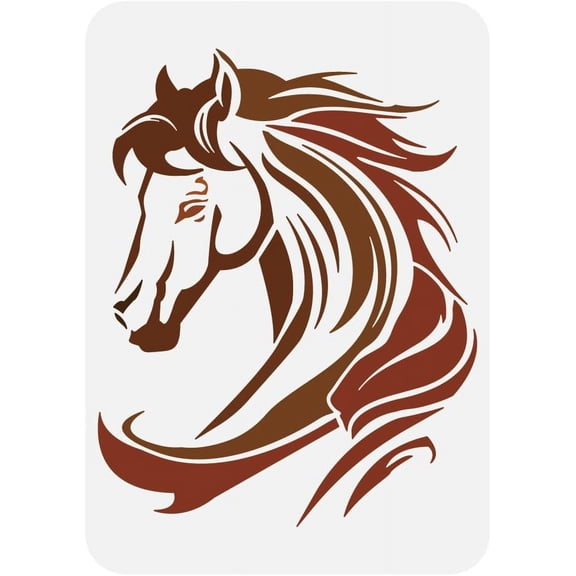 Horse Head Painting Stencil 8.3x11.7inch Reusable Line Horse Drawing Template Rectangle Head of Horse Stencil for Painting Large Animal Theme Template for Home Wall Furniture Decor