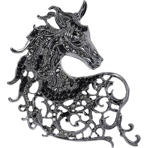 Horse Head Pin - Vintage Zinc Alloy Accessory, Antique-Style Horse Jewelry Brooch, Elegant Design with Sturdy Metal Finish, Fashion Ornament for Clothing, Bags, Hats, Parties, and Special Occasions