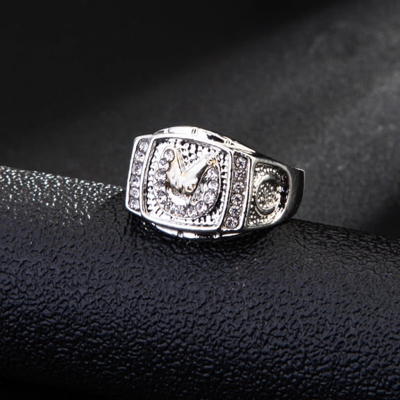 Horse Head Ring Alloy Metal Electroplated Gemstone Inlaid Hip Hop Jewelry Animal Design Bold Fashion Accessory
