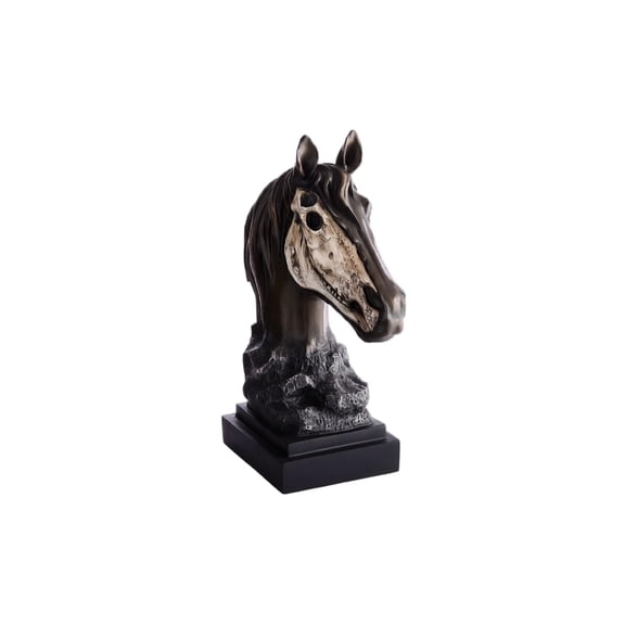 Horse Head Sculpture Statue 15cm Resin Decorative Figurine Classic Animal Bust Ornament for Home Office Desk Display