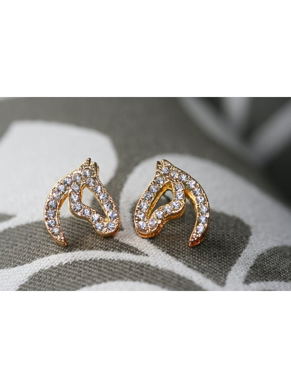 Horse Head Shaped Earrings for Horse Lovers, Equestrian Gifts Rhinestone Horse Head Stud Earrings, Fashion Jewelry