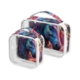 thumbnail image 1 of Horse Head Starry Sky Clear Cosmetic Bags with Handles PVC Toiletry Bags Zipper Waterproof Portable for Traveling 2 Pcs, 1 of 7