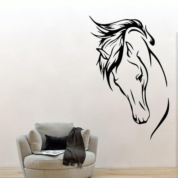 Horse Head Wall Sticker Pvc Animal Wall Art WallPaper For Baby's Rooms Removable Wall Decor Decals Living Room Bedroom 27x42cm
