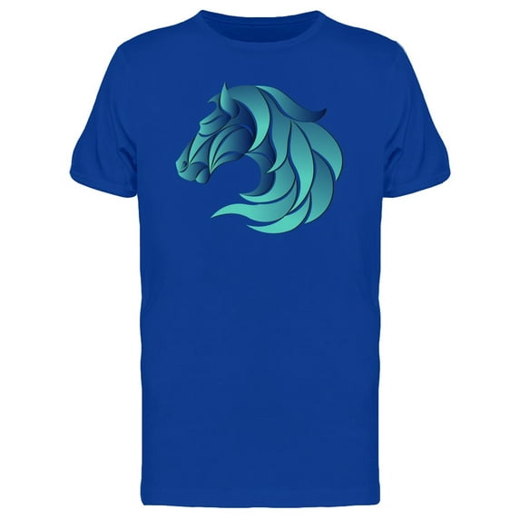 Horse Head Wavy Blue T-Shirt Men -Image by Shutterstock, Male 3X-Large
