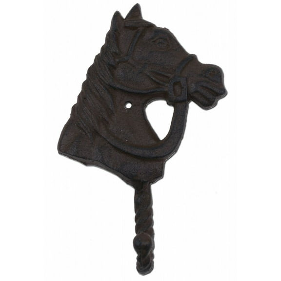 Horse Head Western Wall Hook - Rust Brown Cast Iron - 6.25" Tall