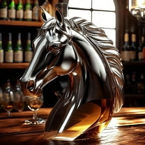 Horse Head Whiskey Decanter Unique Liquor Bottle Sculptural Bourbon Dispenser Premium Spirits Display Bottle for Home Bar Gift Collection Decor