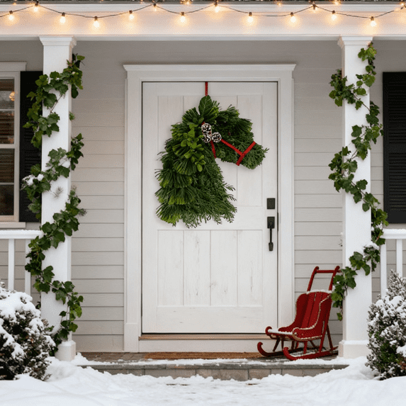 Horse Head Wreath, Equestrian Horse Head Christmas Wreath, Handmade Front Door Decor with Red Velvet Bow for Holiday and Year-Round Use