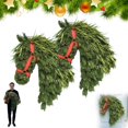 thumbnail image 1 of Horse Head Wreath - Rustic Farmhouse Equestrian Door Decor, 16*13" Handmade Christmas Horses Head Wreath for Front Door, Hand-Woven Horse Wreaths,2PCS, 1 of 10
