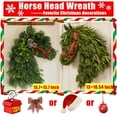 thumbnail image 1 of Horse Head Wreath – Rustic Farmhouse Equestrian Door Decor, 40×40cm Handmade Horse Head Christmas Wreath, Horses Heads Wreaths for Front Door for Barn,Porch Holiday Home Decoration, 1 of 11