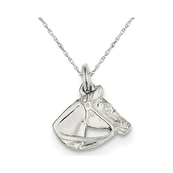 Gem & Harmony Horse Head with Bridle Charm Pendant Necklace in Sterling Silver for Women