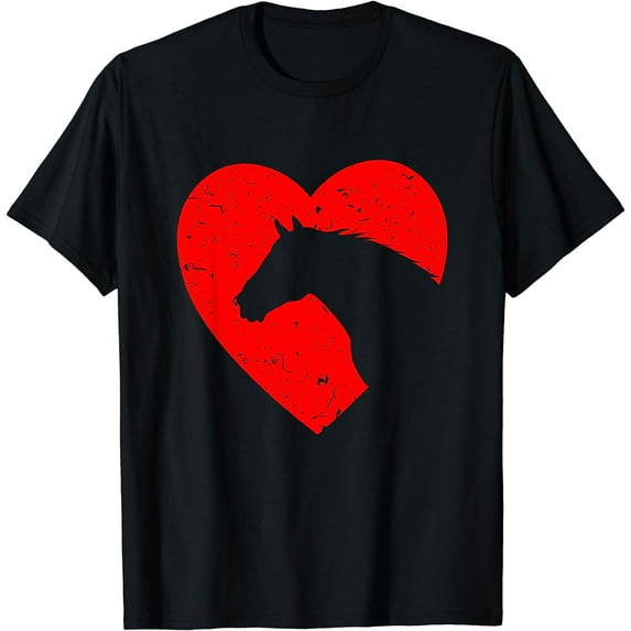 Horse Heart Silhouette For Cowgirl Equestrian Graphic Print T-Shirt