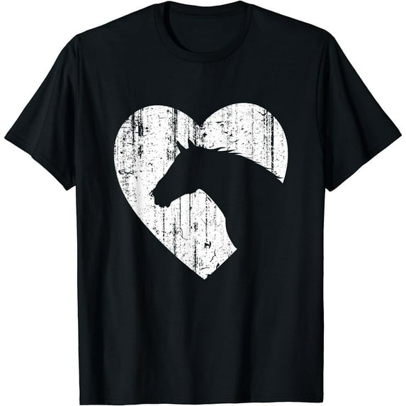 Horse Heart Silhouette For Cowgirl Equestrian Graphic Print T-Shirt