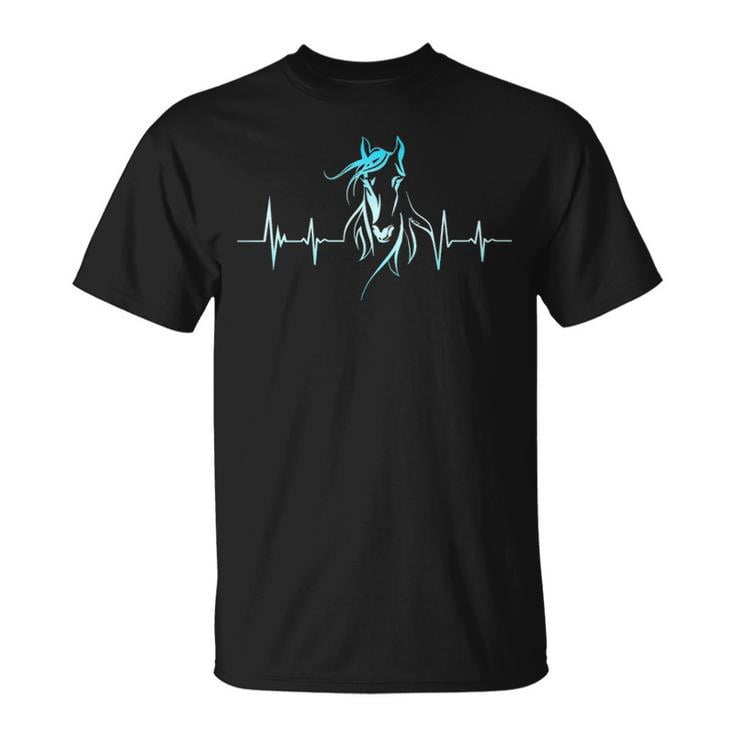 Horse Heartbeat Equestrian Lover Graphic Cotton Tee Unisex Adult Casual Riding Enthusiast Comfortable T-Shirt for Everyday Wear, Size 5XL, Color Black