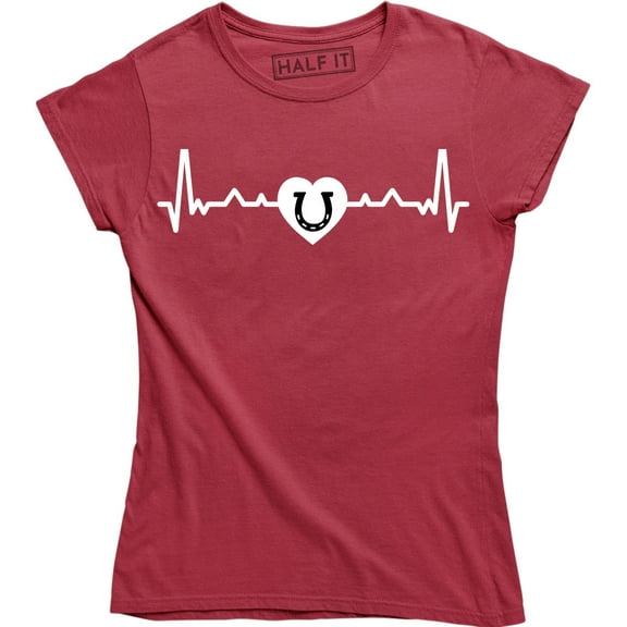 Horse Heartbeat Heart Horseshoe Riding Pony Funny Birthday Women's T-Shirt