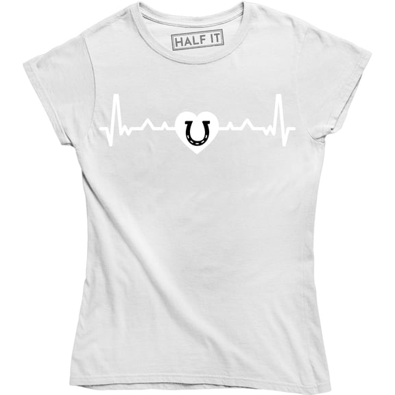 Horse Heartbeat Heart Horseshoe Riding Pony Funny Birthday Women's T-Shirt