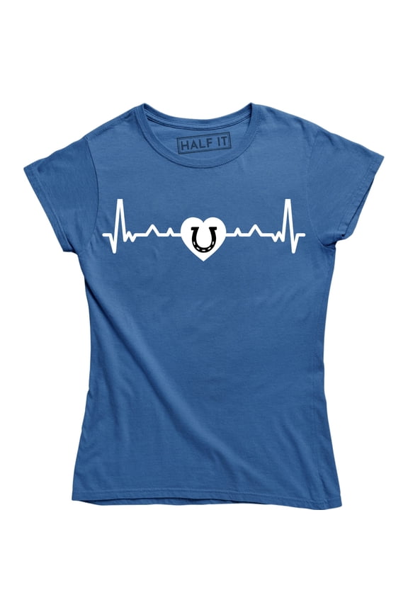 Horse Heartbeat Heart Horseshoe Riding Pony Funny Birthday Women's T-Shirt
