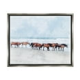 thumbnail image 1 of Horse Herd Grazing Beach Shore Animals & Insects Photograph Luster Gray Framed Art Print Wall Art, 1 of 6
