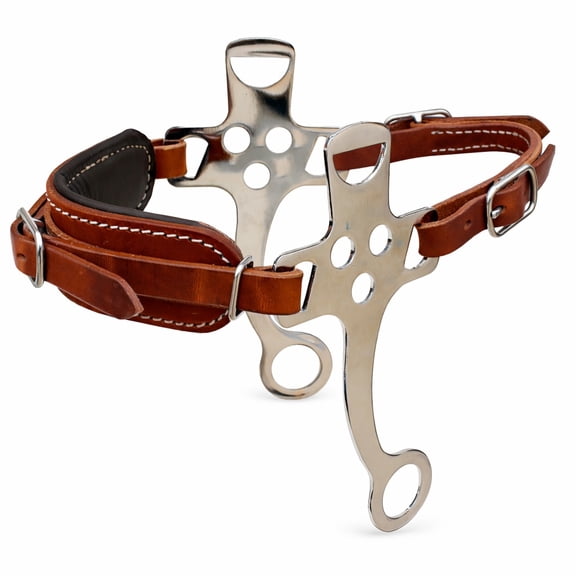 Horse Horse Adjustable Tan Leather Padded Training Bitless Hackamore 35RT01TN
