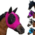thumbnail image 1 of Horse Fly Mask With Ears Equine Uv Protection Fly Mask Elasticity Fly Cover For Horse Riding(Pink-24X24Cm), 1 of 4