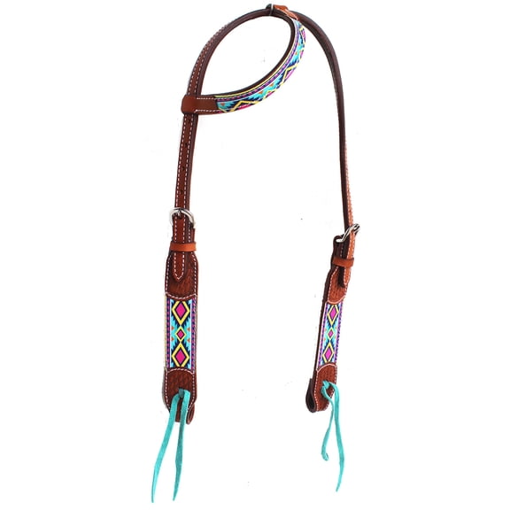 Horse Horse Western Tack Turquoise Aztec Leather One Ear Headstall Show Bridle 78211HA