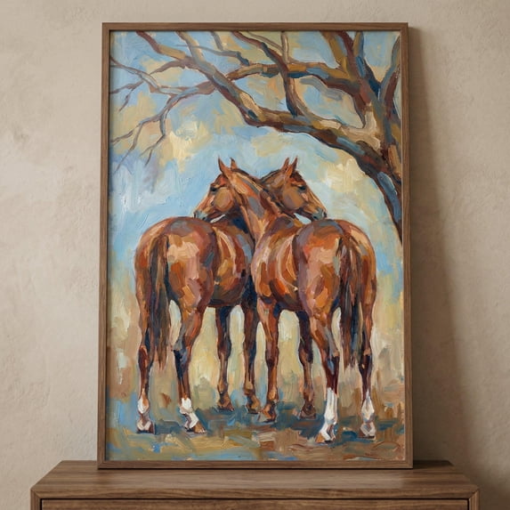 Horse Impasto Textured Rustic Farmhouse Animal Equine Oil Western ...