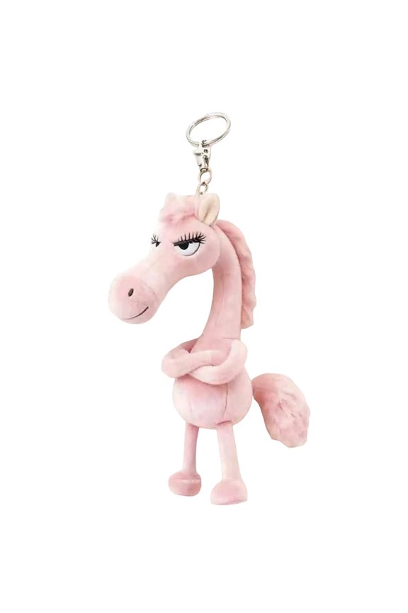 Horse Keychain 15cm Funny Standoffish Horse Pendant Soft Stuffed Animal Key Ring For Keys