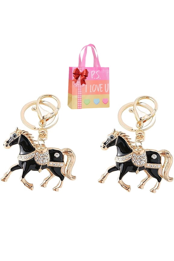 Horse Keychain with Rhinestone, 2026 Year of The Horse Keychain, Sparkling Horses Year Keyring for Women (2PCS)