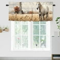 thumbnail image 1 of Horse Kitchen Valance Curtain Rod Pocket Western Animal Farmhouse Rustic Windmill Vintage Country Farm Thermal Insulated Room Darkening Curtain for Dinning Room 54 by 18 in, 1 Panel, 1 of 6