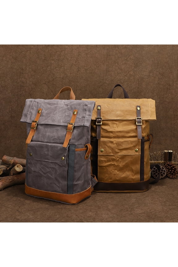 Horse Leather Backpack Multifunctional Outdoor Waterproof,Gray