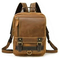 Horse Leather Men'S Backpack Multifunctional Leather Student Backpack Outdoor Travel Chest Bag Messenger Bag,Light brown