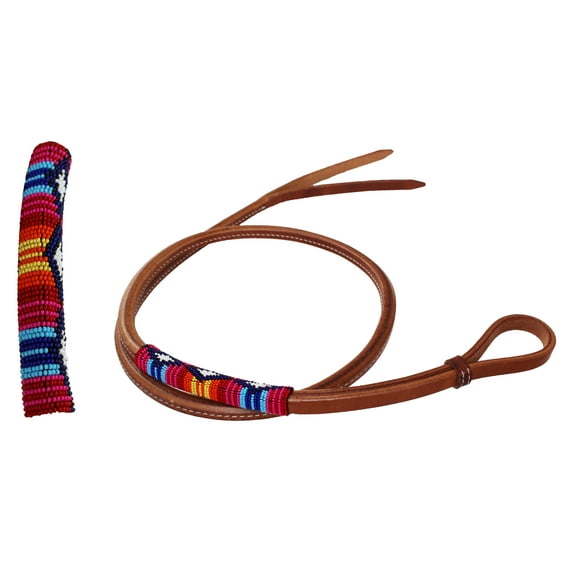 Horse Leather Western Saddle Tack Over and Under Beaded Whip 700RT03