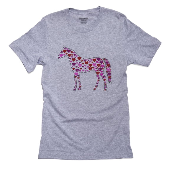 Horse Love - Silhouette Filled with Hearts - Equestrian Men's Grey T-Shirt