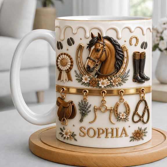 Horse Lover Accent Mug Personalized Equestrian Coffee Cup for Riders