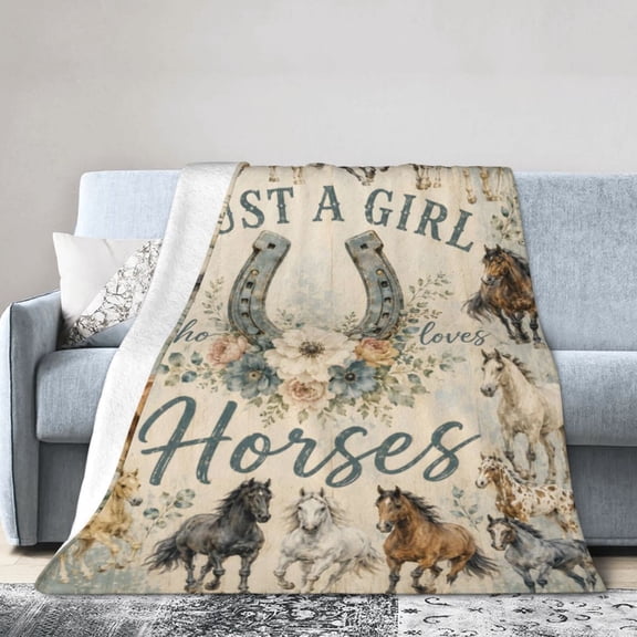 Horse Lover Blanket Gift Throw Blanket Cozy Soft Equestrian Gift for Women Rustic Room Decor 50x40