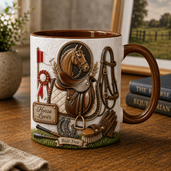 Horse Lover Mug 3D Effect Equestrian Coffee Cup Gift for Riders