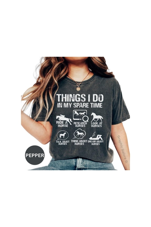 Horse Lover Shirt, Things I Do In My Spare Time T-Shirt, Equestrian Gift, Horse Riding Tee, Research Horses, Funny Horse Shirt
