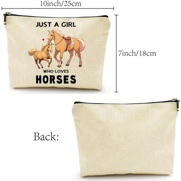 Horse Make Up Bag Cosmetic Bag Toiletry Purse Pouch Portable Organizer Make Up Accessory washable Small Things Storage Printed with Zipper Gift for Competition Performance 7x10 Inch