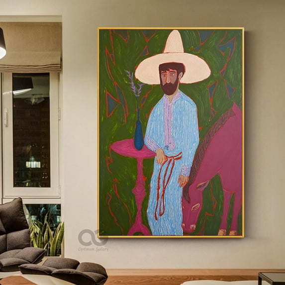 Horse Man In Hat Figure Drawing With Portraits Abstract Cartoon ...