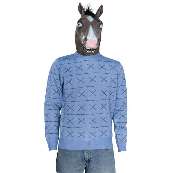 Horse Man Knitted Sweater and Jack Mask Halloween Costume Cosplay