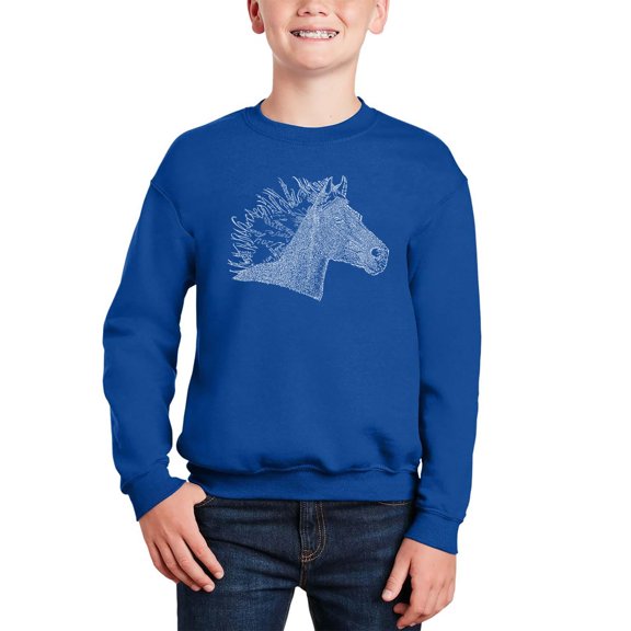 Horse Mane - Boy's Word Art Crewneck Sweatshirt