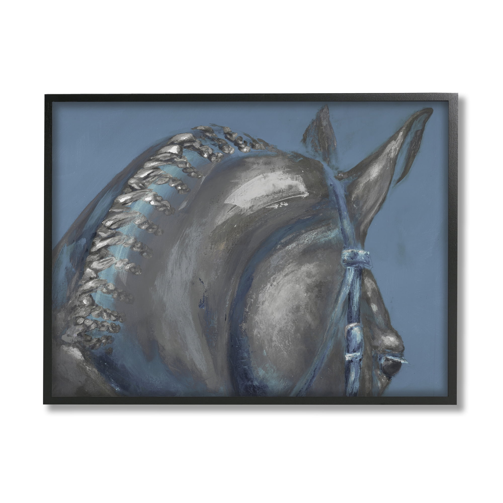 Horse Mane Portrait Blue Grey Hair Detail 20 in x 16 in Framed Painting Art Prints, by Stupell Home Décor