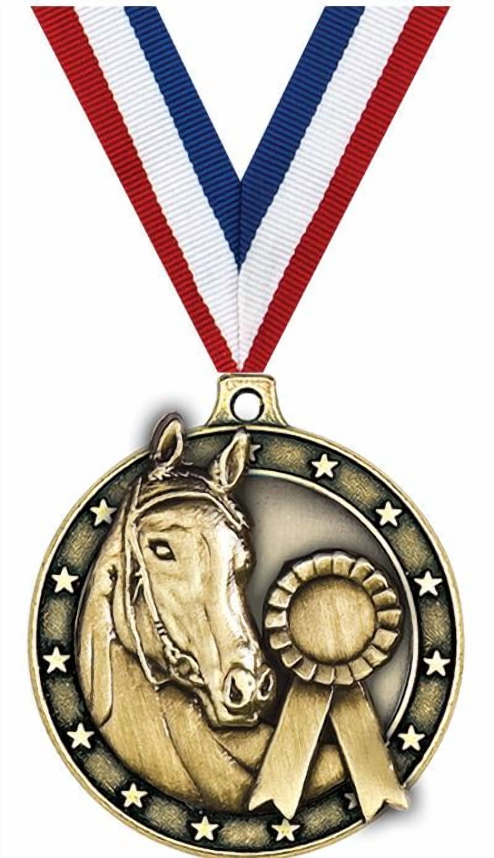 Horse Medals, 2" Gold Diecast Horse Medal Award 100 Pack