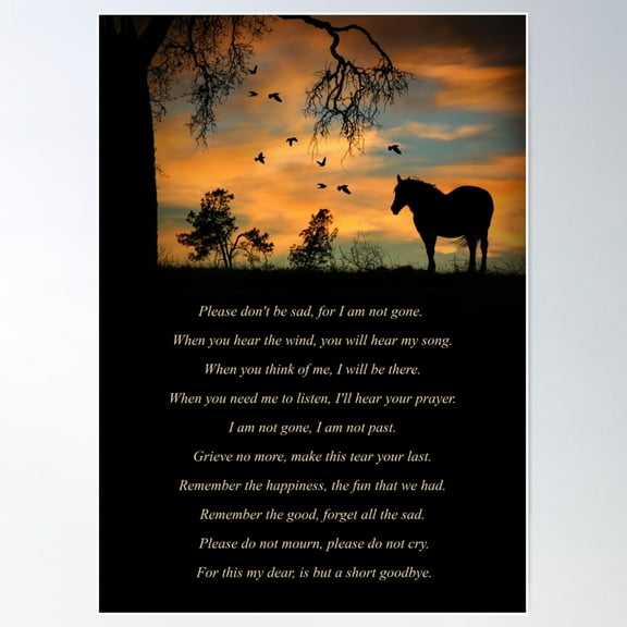 Horse Memorial Spiritual Poem Horse In Sunset Tribute Poster Wall Art, Modern Wall Decor For Living Room Bedroom, 8x12 UNFRAMED