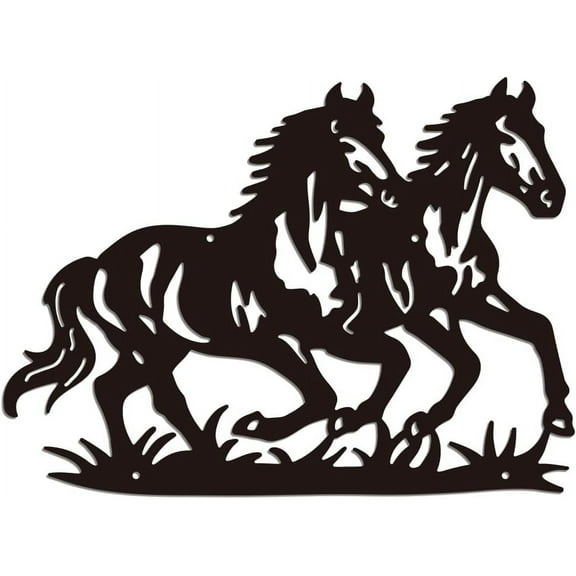 Horse Metal Wall Art Decor Running Horse Metal Wall Art Hanging Decor Signs for Home Western Horse Wall Sculpture Statues Decor for living room bedroom bathroom 14.96x11.02 Inch Horse Black