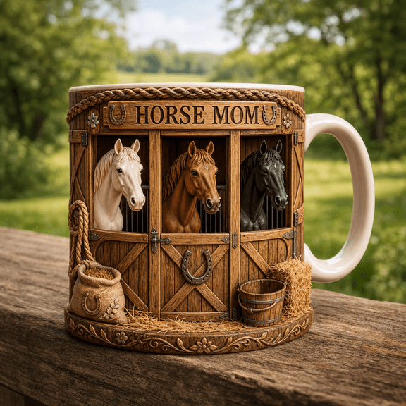 Horse Mom Coffee Mug Personalized Stable Design for Horse Owner Gift