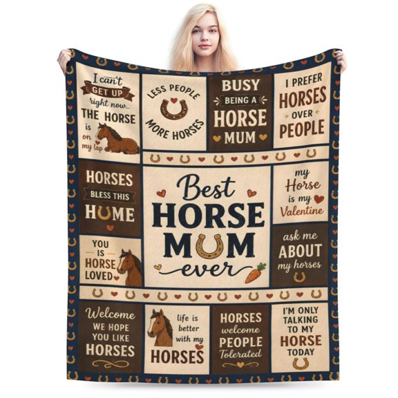 Horse Mom Inspirational Blanket Gift Throw Blanket Cozy Soft Home Decor Meaningful Gift for Horse Lovers 50x40